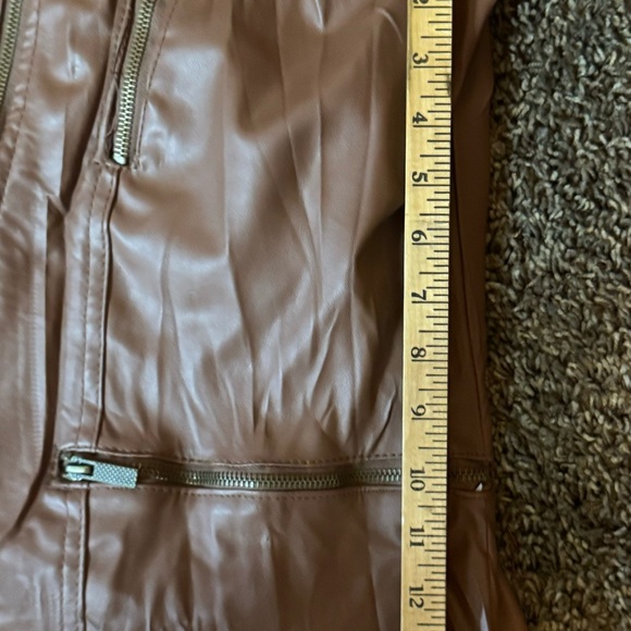 Dollhouse Moto Jacket Women's  Front Zip Faux-Leather  Brown  Size 2X - Picture 3 of 8